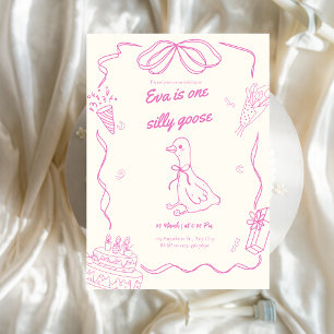Invitation Carton d'invitation d'anniversaire d'une oie idiot