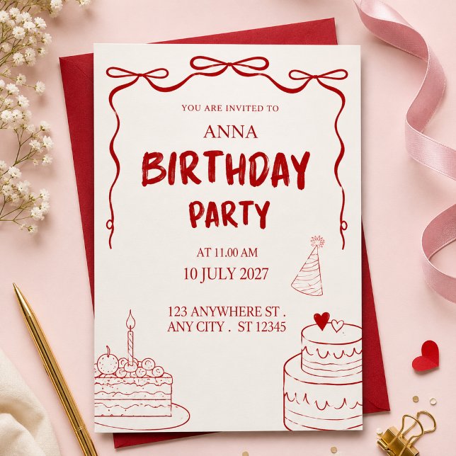Invitation Carton d'invitation d'anniversaire élégant et mode (Créateur téléchargé)