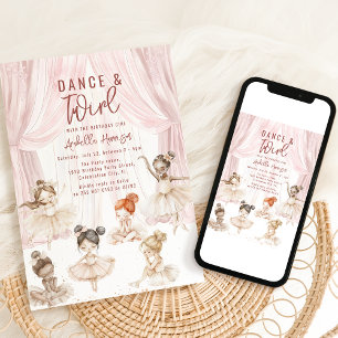 Invitation Carton d'invitation d'anniversaire Enfants Ballet