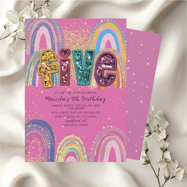 Invitation Carton d'invitation d'anniversaire étoiles roses e (Créateur téléchargé)