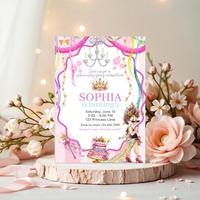 Invitation Carton d'invitation d'anniversaire Fancy Nancy | P (Créateur téléchargé)
