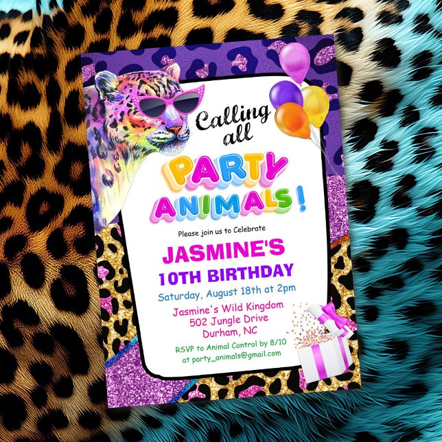 Invitation Carton d'invitation d'anniversaire fille Animaux d (Créateur téléchargé)