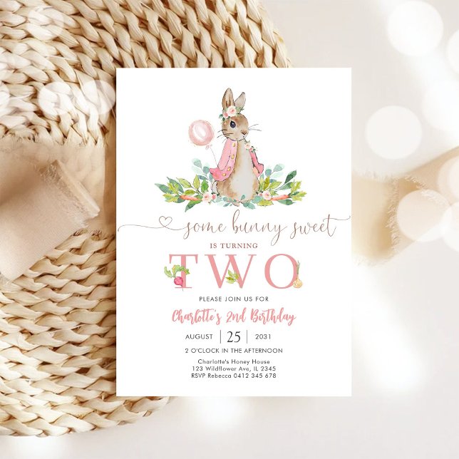 Invitation Carton d'invitation d'anniversaire fille lapin (Créateur téléchargé)