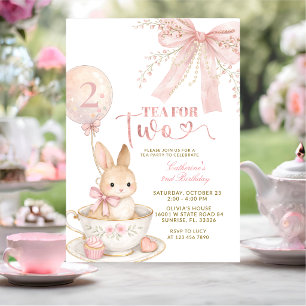 Invitation Carton d'invitation d'anniversaire Fille lapin à c