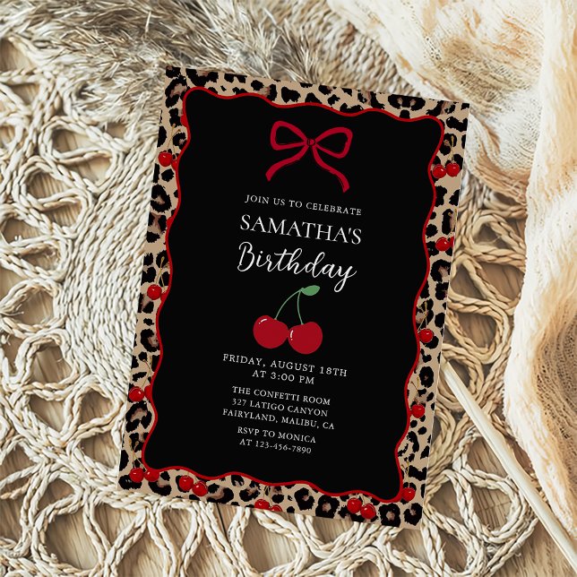 Invitation Carton d'invitation d'anniversaire fille léopard g (Créateur téléchargé)
