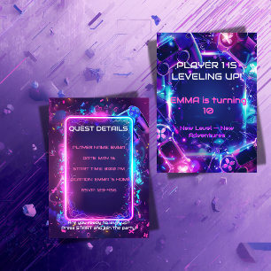 Invitation Carton d'invitation d'anniversaire Fille pour jeux