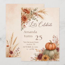 Carton d'invitation d'anniversaire Fleur Automnale