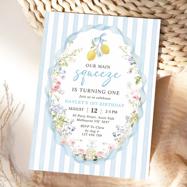 Invitation Carton d'invitation d'anniversaire Fleur de citron (Créateur téléchargé)