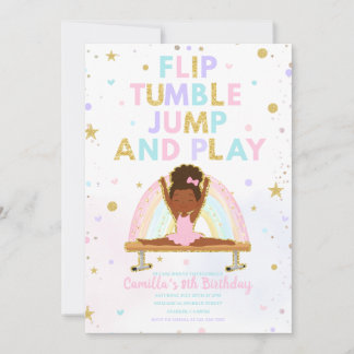 Invitation Carton d'invitation d'anniversaire Flip Tumble Jum