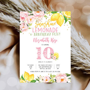 Invitation Carton d'invitation d'anniversaire floral au citro