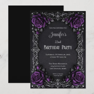 Invitation Carton d'invitation d'anniversaire Floral gothique