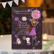 Carton d'invitation d'anniversaire Funky Disco Chi