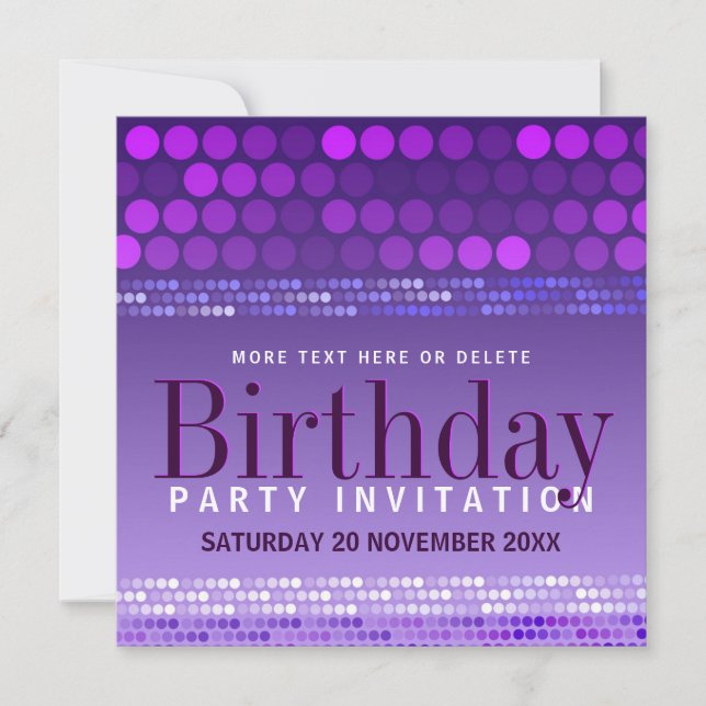 Invitation Carton d'invitation d'anniversaire Funky Purple Pi (Devant)