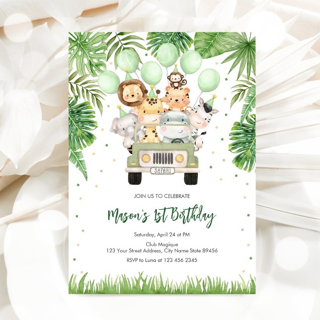 Invitation Carton d'invitation d'anniversaire garçon Animaux  (Créateur téléchargé)