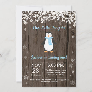 Invitation Carton d'invitation d'anniversaire garçon hiver pi
