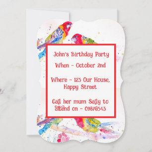 Invitation Carton d'invitation d'anniversaire garçon perroque