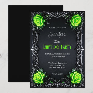 Invitation Carton d'invitation d'anniversaire gothique floral