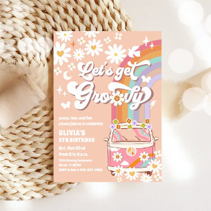 Invitation Carton d'invitation d'anniversaire Groovy Retro Da