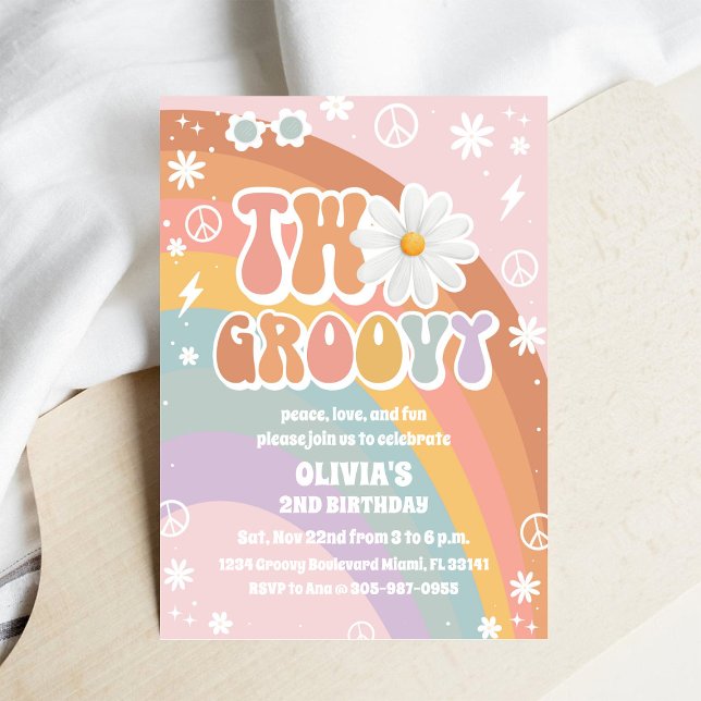Invitation Carton d'invitation d'anniversaire Groovy Retro Da (Créateur téléchargé)