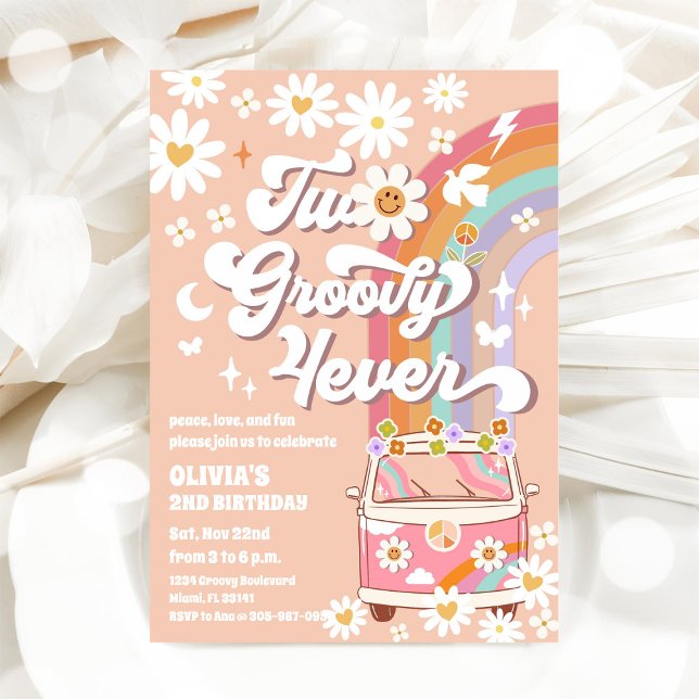 Invitation Carton d'invitation d'anniversaire Groovy Retro Da (Créateur téléchargé)