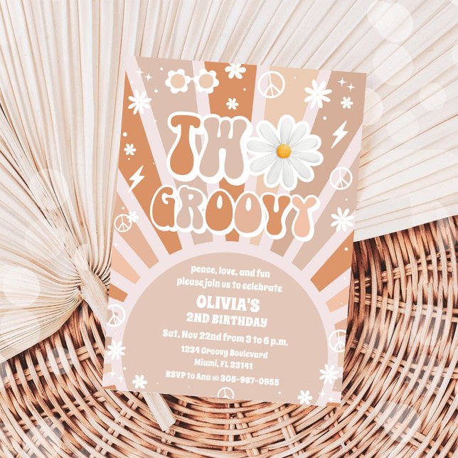 Invitation Carton d'invitation d'anniversaire Groovy Retro po (Créateur téléchargé)
