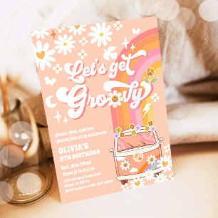 Invitation Carton d'invitation d'anniversaire Groovy Retro po