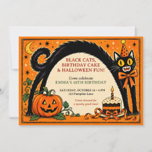 Invitation Carton d'invitation d'anniversaire Halloween Vinta