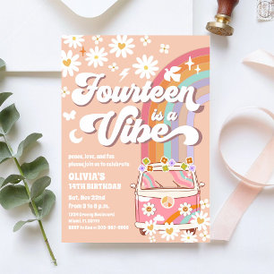 Invitation Carton d'invitation d'anniversaire Hippie Rétro Ar