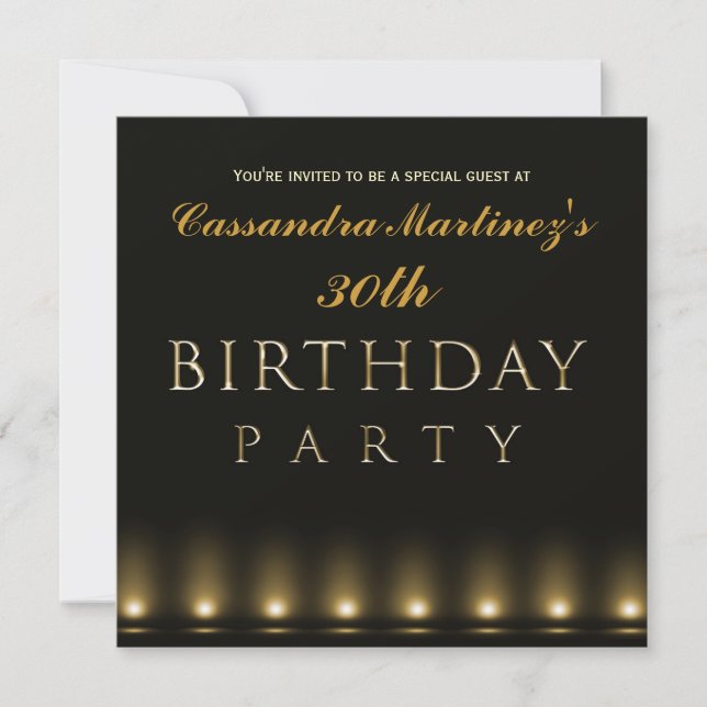Invitation Carton d'invitation d'anniversaire Hollywood Light (Devant)