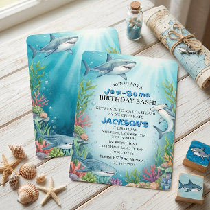 Invitation Carton d'invitation d'anniversaire Jaw some Shark