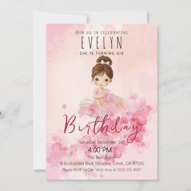 Invitation Carton d'invitation d'anniversaire joli tutu de ba (Devant)