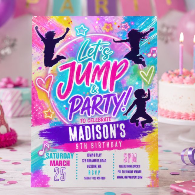 Invitation Carton d'invitation d'anniversaire Jump Trampoline (Créateur téléchargé)
