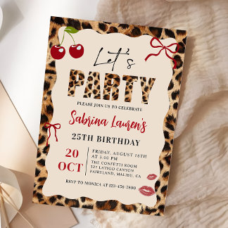 Invitation Carton d'invitation d'anniversaire Léopard Guépard