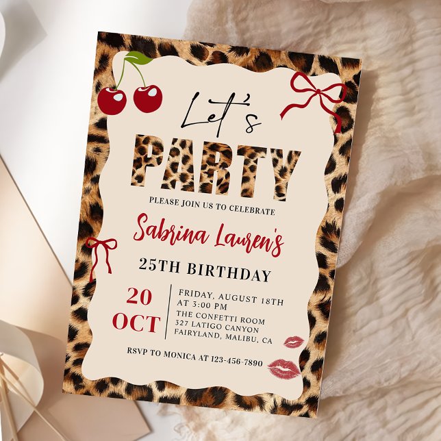 Invitation Carton d'invitation d'anniversaire Léopard Guépard (Créateur téléchargé)