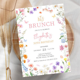 Invitation Carton d'invitation d'anniversaire Let's Brunch Wi