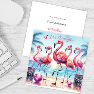 Invitation Carton d'invitation d'anniversaire Let's Flamingle