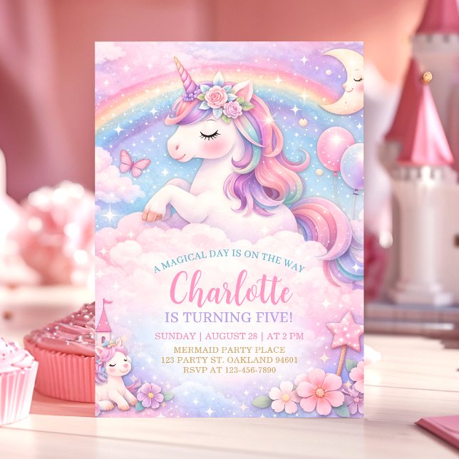 Invitation Carton d'invitation d'anniversaire Licorne et Arc- (Créateur téléchargé)