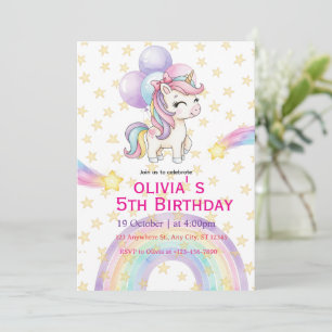 Invitation Carton d'invitation d'anniversaire Licorne   Fête 