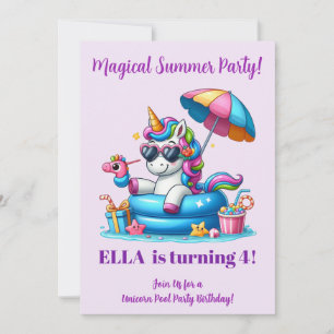 Invitation Carton d'invitation d'anniversaire Licorne Fille p