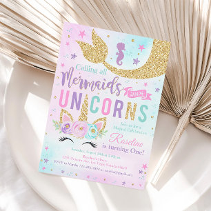 Invitation Carton d'invitation d'anniversaire Licorne Magique