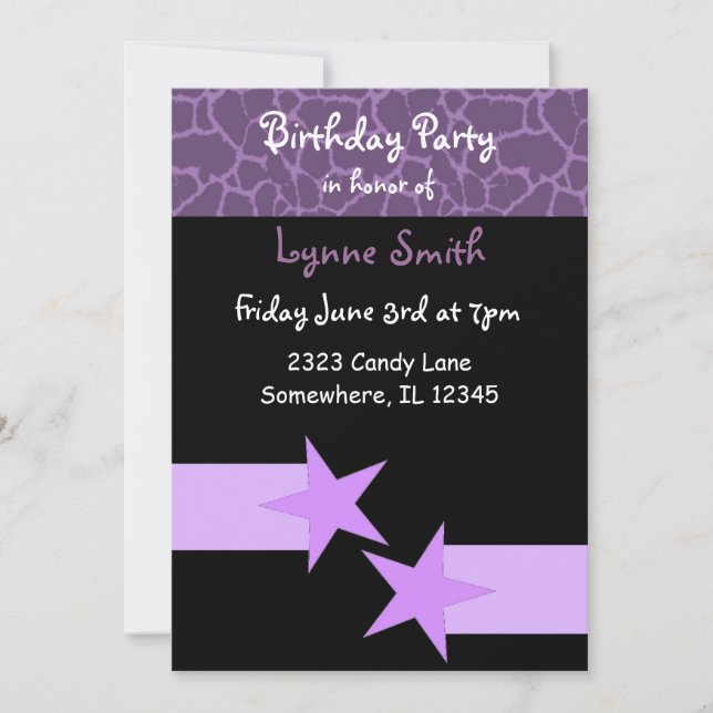 Invitation Carton d'invitation d'anniversaire moderne violet  (Devant)