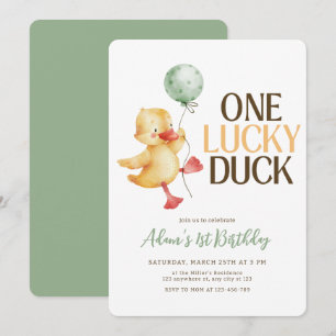 Invitation Carton d'invitation d'anniversaire One Lucky Duck,
