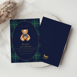 Invitation Carton d'invitation d'anniversaire ours en peluche