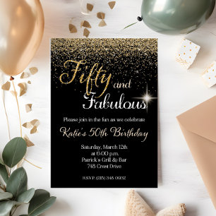 Invitation Carton d'invitation d'anniversaire pailleté or Cin