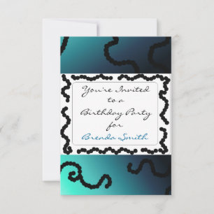 Invitation Carton d'invitation d'anniversaire perlé bleu et n
