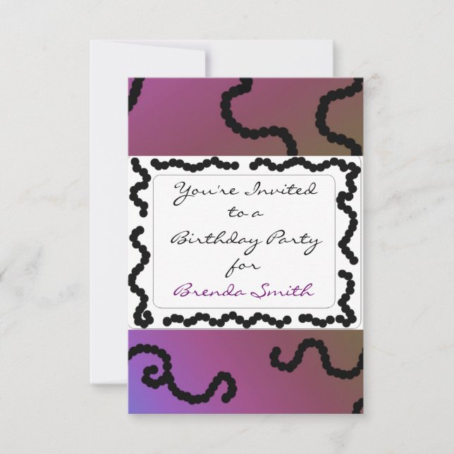 Invitation Carton d'invitation d'anniversaire perlé violet et (Devant)