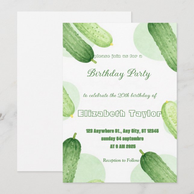Invitation Carton d'invitation d'anniversaire Pickles & Conco (Devant / Derrière)