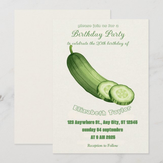 Invitation Carton d'invitation d'anniversaire Pickles & Conco (Devant / Derrière)