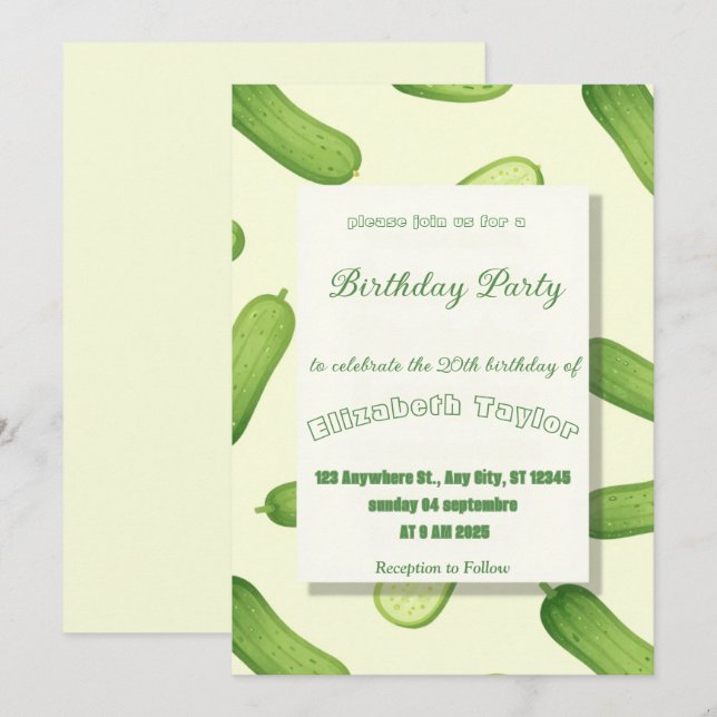 Invitation Carton d'invitation d'anniversaire Pickles & Conco (Devant / Derrière)