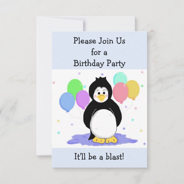 Invitation Carton d'invitation d'anniversaire Pingouin et Bal (Devant)